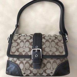 Medium Brown canvas and leather Coach purse